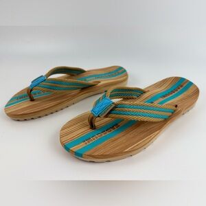 Eagsouni  Unisex Flip Flops, Casual Comfort Thong Sandals Tan/Blue Size 41